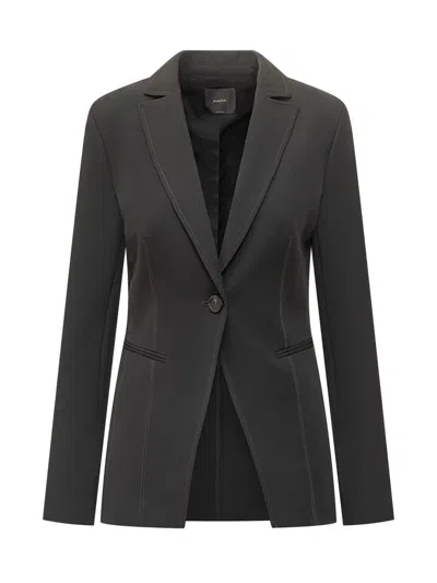 Pinko Single-breasted Grit Jacket Black In Black