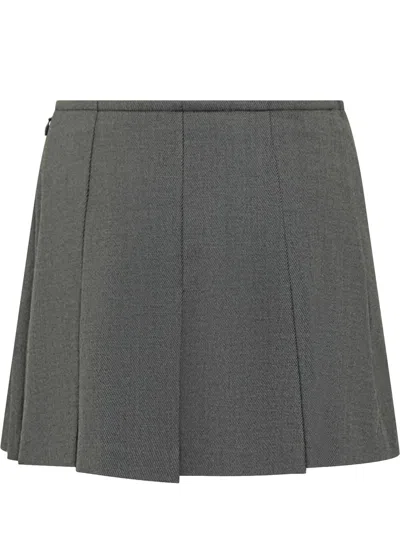 Pinko Wool Pleated Miniskirt In Gray