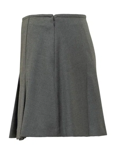 Pinko Wool Pleated Miniskirt In Gray