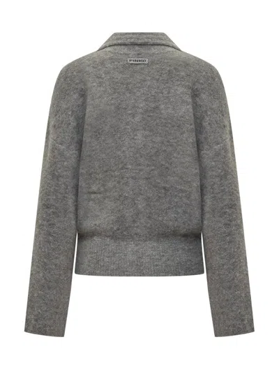 Pinko Wool Jacket With  Rhinestones In Gray