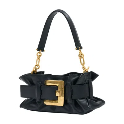 Balmain Mini Anthem Bag In Embossed Crocodile-print Calfskin In Black