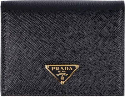 Prada Leather Wallet In Black