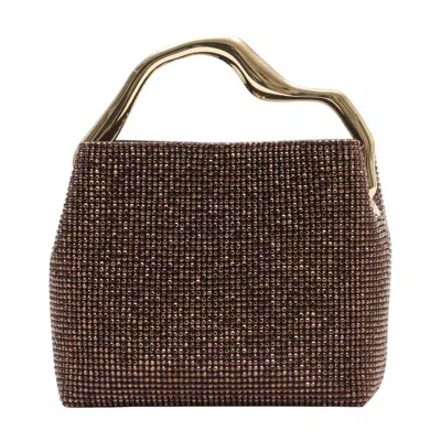 Cult Gaia Solene Mini Rhinestone Bag In Java In Brown