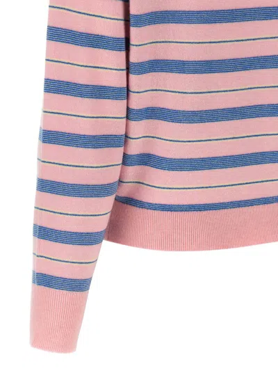 Guest In Residence Collegiate Stripe Polo Sweater In Pink