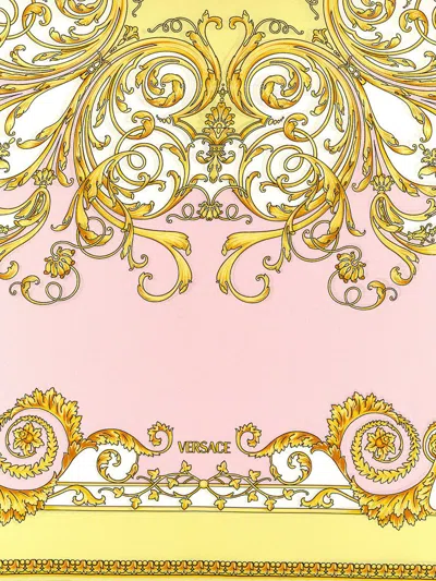 Versace Multicolor Scarf With All-over Baroque Print In Silk Woman In Pink