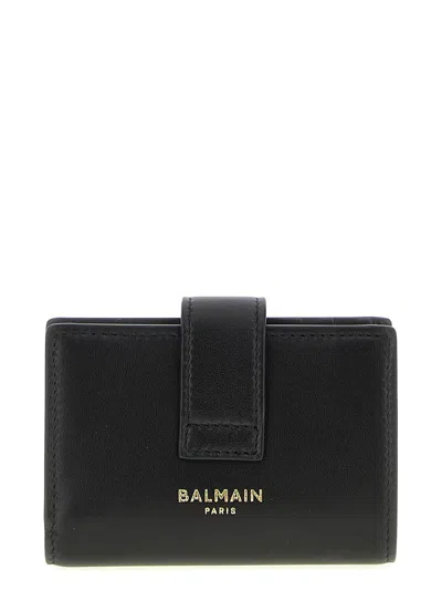 Balmain Padlock Leather Wallet In Black
