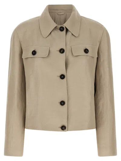 Brunello Cucinelli Linen Blazer Blazers Beige In Brown