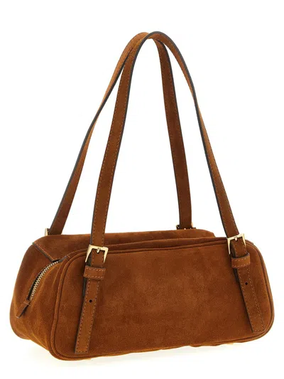 Versace Shoulder Bag Suede Finish Double Handles In Brown