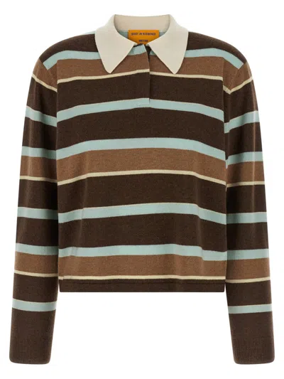 Guest In Residence Cropped Stripe Rugby Sweater In Brown