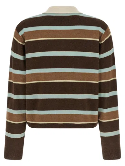 Guest In Residence Cropped Stripe Rugby Sweater In Brown