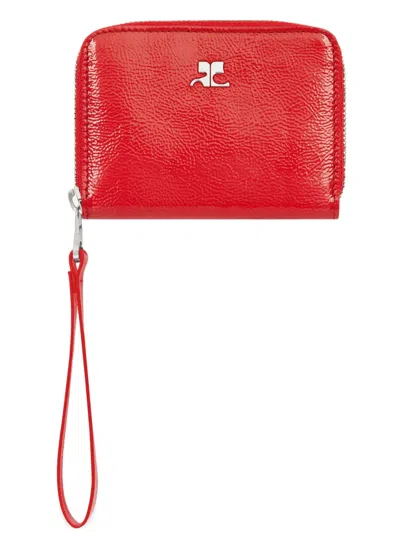 Courrèges Zipped Compact Wallet In Red