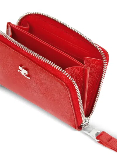 Courrèges Zipped Compact Wallet In Red