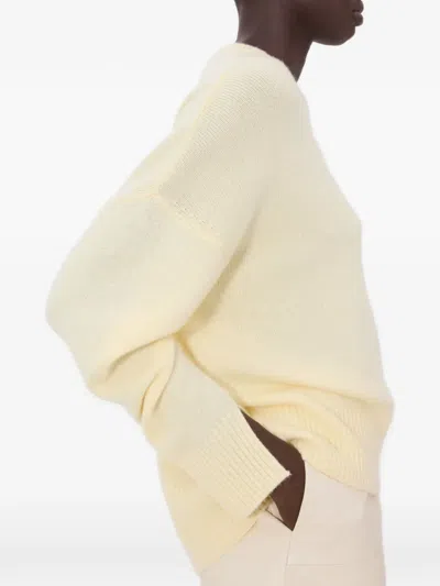 Loulou De Saison Anton Drop Shoulder Ribbed Sweater In Neutral