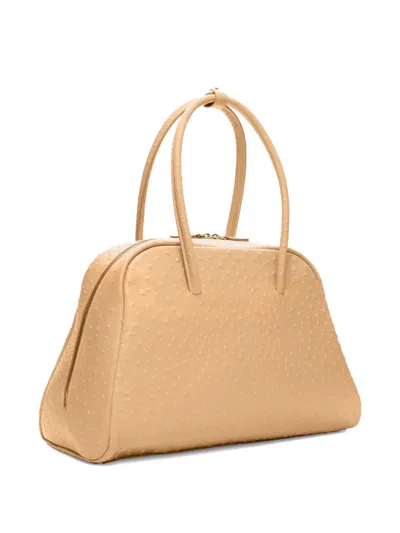Loulou De Saison Darren Textured Handles Leather Travel Bag In Nude