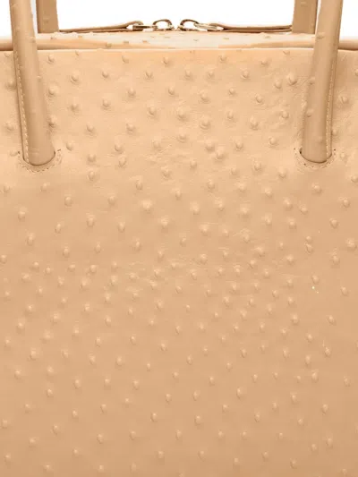 Loulou De Saison Darren Textured Handles Leather Travel Bag In Nude