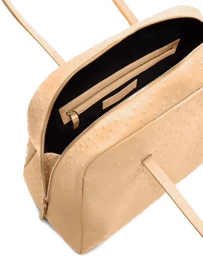Loulou De Saison Darren Textured Handles Leather Travel Bag In Nude