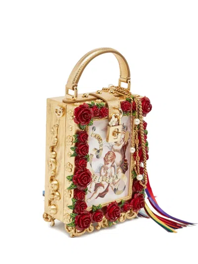 Pre-owned Dolce & Gabbana Acrylic Rose Box Bag In Gold