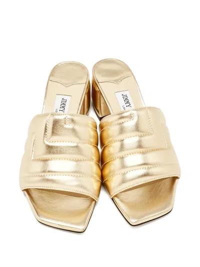 Pre-owned Jimmy Choo Themis Quilted Sandals In Gold