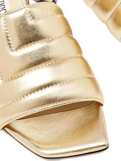 Pre-owned Jimmy Choo Themis Quilted Sandals In Gold