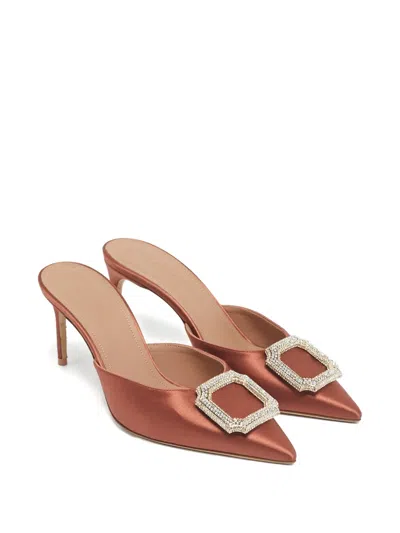 Pre-owned Malone Souliers Crystal-embellished Mules In Pink