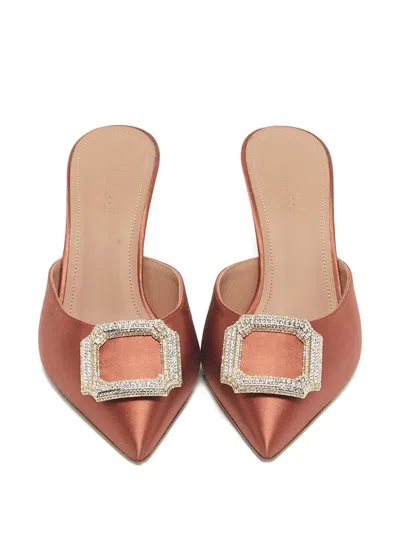 Pre-owned Malone Souliers Crystal-embellished Mules In Pink