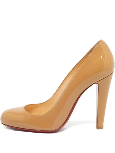 Pre-owned Christian Louboutin Patent-leather Heeled Pumps In Neutral