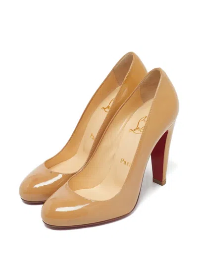Pre-owned Christian Louboutin Patent-leather Heeled Pumps In Neutral