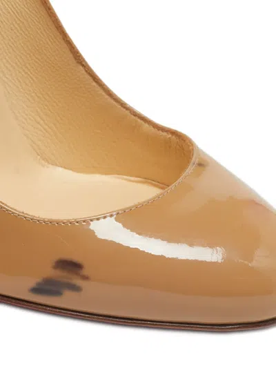 Pre-owned Christian Louboutin Patent-leather Heeled Pumps In Neutral
