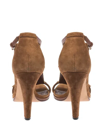 Pre-owned Gucci 110mm Fringe-detail Sandals In Brown