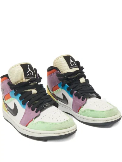 Pre-owned Jordan Air  1 Mid Se Leather Sneakers In White