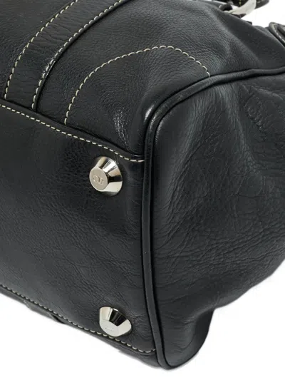 Pre-owned Dior Cd-satchel Leather Tote Bag In Black