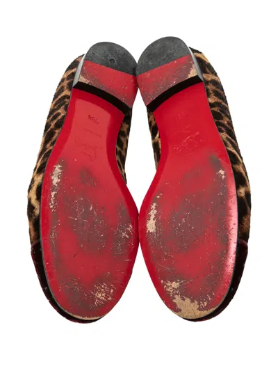 Pre-owned Christian Louboutin Leopard-pattern Slipper In Brown