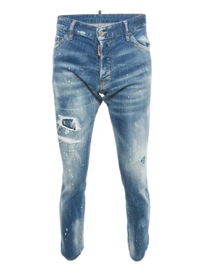 Pre-owned Dsquared2 Denim Distressed Trousers In Blue