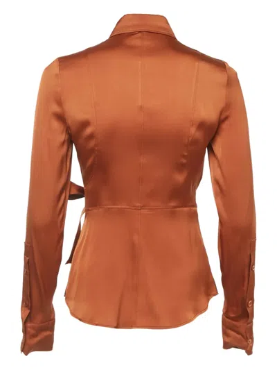 Pre-owned Gucci Belted Shirt In Brown