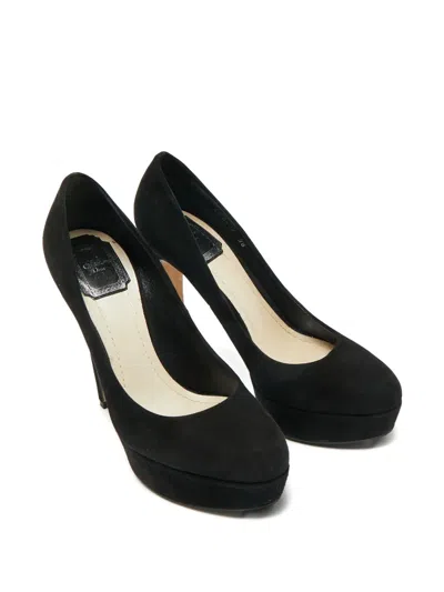 Pre-owned Dior Platform Suede Court Shoe In Black