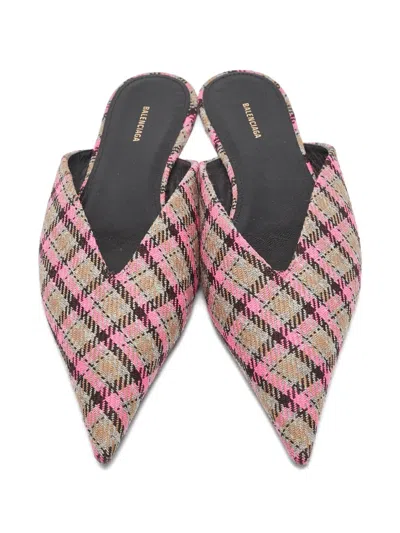 Pre-owned Balenciaga Canvas Pointed Mules In Pink