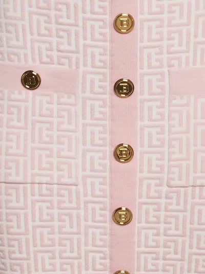 Pre-owned Balmain Jacquard Button Skirt In Pink