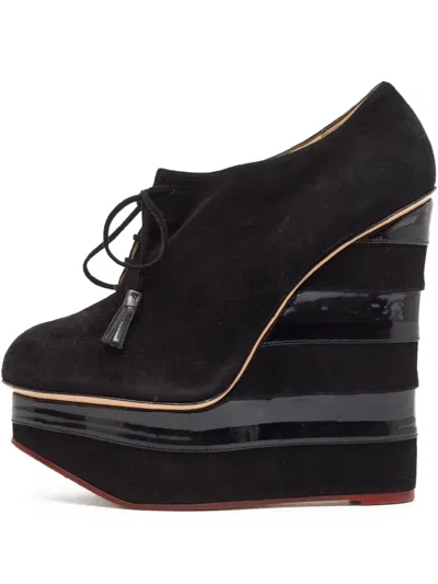 Pre-owned Charlotte Olympia  160mm Platform Wedge Pumps In Black