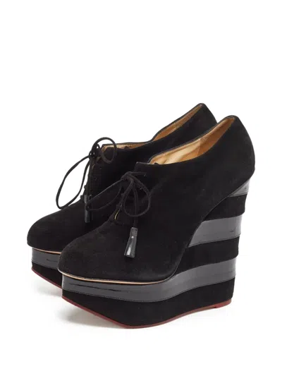 Pre-owned Charlotte Olympia  160mm Platform Wedge Pumps In Black