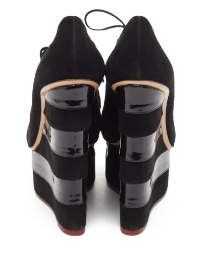 Pre-owned Charlotte Olympia  160mm Platform Wedge Pumps In Black