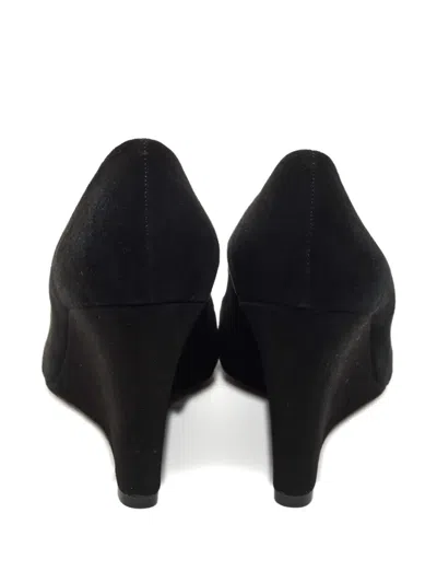 Pre-owned Tory Burch Peep-toe Wedge Heel Shoes In Black