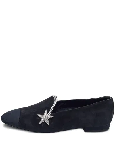 Pre-owned Chanel Star-motif Loafers In Black