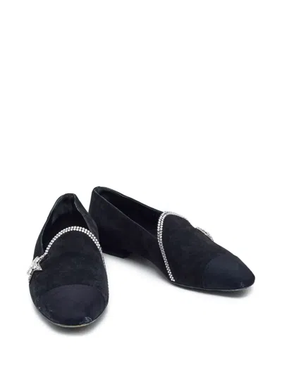Pre-owned Chanel Star-motif Loafers In Black