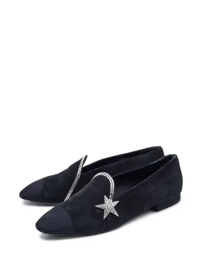 Pre-owned Chanel Star-motif Loafers In Black