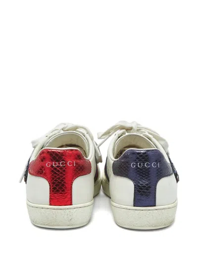 Pre-owned Gucci Web Ace Low-top Sneakers In White