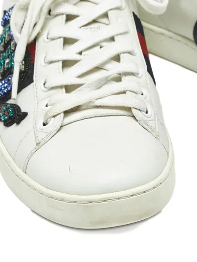 Pre-owned Gucci Web Ace Low-top Sneakers In White