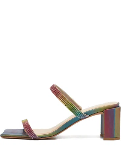 Pre-owned By Far  65mm Crystal-embellishment Sandals In Pink