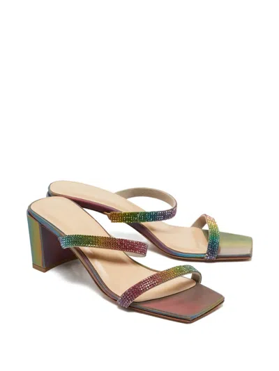 Pre-owned By Far  65mm Crystal-embellishment Sandals In Pink