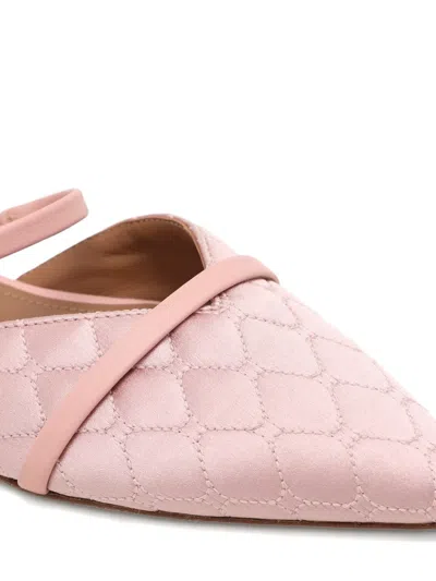 Pre-owned Malone Souliers Quilted Strap Mules In Pink