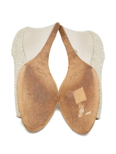 Pre-owned Jimmy Choo Baxen Glitter Sandals In Gold